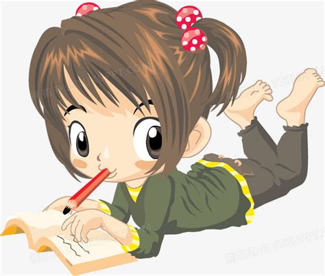 卡通写字小女孩PNG图片素材下载_小女孩PNG_熊猫办公