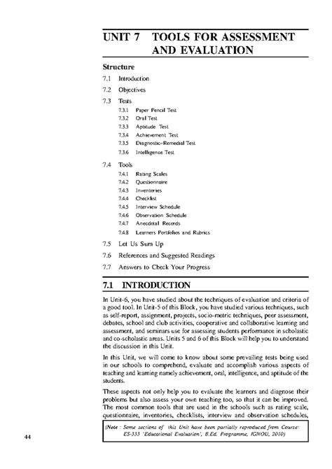 Unit-7 - It's nice - 44 Techniques and Tools of Assessment and ...