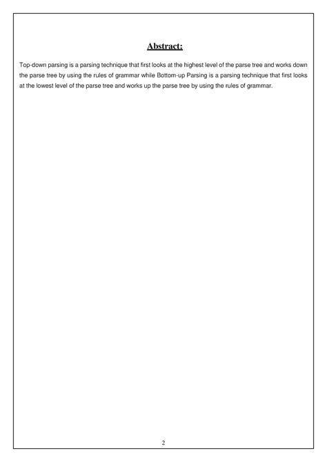 CA2-Reports on Compiler Design Topics 25 - Abstract: Top-down parsing ...