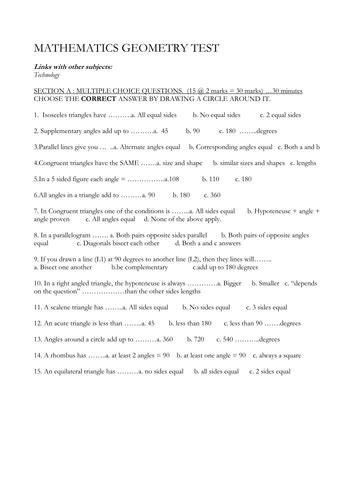 Image result for Basic Geometry Test