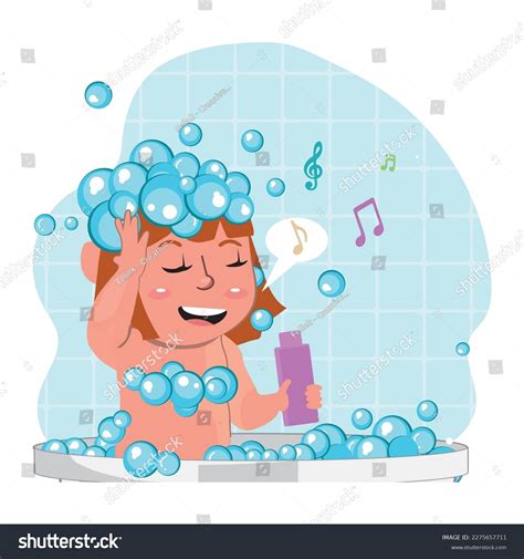 Child Singing Shower Vector Illustration Cartoon Stock Vector (Royalty ...