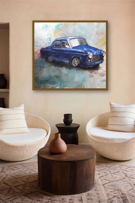 "Vintage Series 1": Blue Watercolor Painting by Kanchan Hande – ArtZolo.com