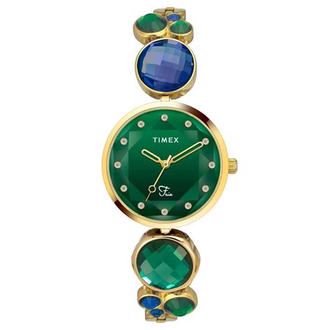 TIMEX FRIA WOMEN'S GREEN DIAL ROUND CASE 3 HANDS FUNCTION WATCH TWEL17 ...