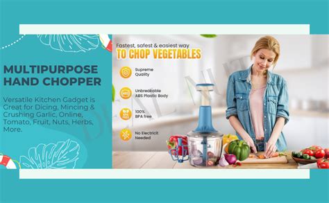 Buy Manual Hand Press Food Chopper with 6 Blades for Effortless ...