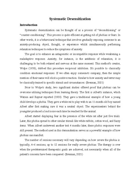 PSY 301: Systematic Desensitization Techniques and Applications - Studocu