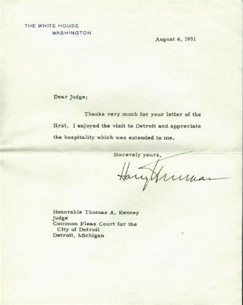 Lot Detail - Harry Truman Signed White House Letter as President (PSA/DNA)