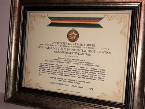 NAVY / USMC PRESIDENTIAL UNIT CITATION COMMEMORATIVE MEDAL CERTIFICATE ...