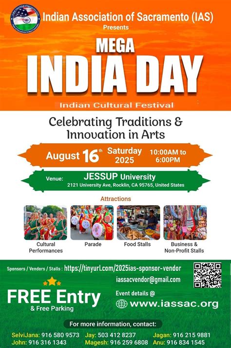 India Day 2025 - Indian Independence Day Celebration, William Jessup ...