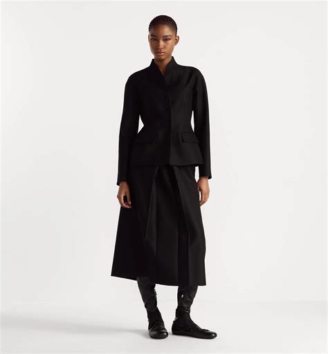 Fitted Jacket Black Virgin Wool and Silk Grain de Poudre | DIOR