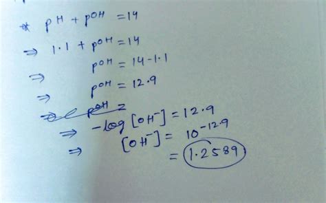 Calculate the OH ion concentration in a given solution of pH 1.1 ...