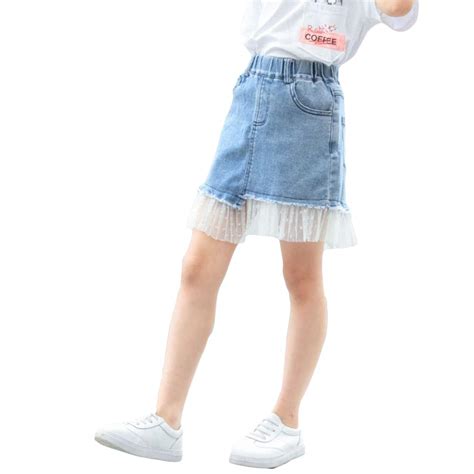 Buy Aidixiong Hopscotch Girls Poly Cotton Denim Net Frilled Skirt in ...