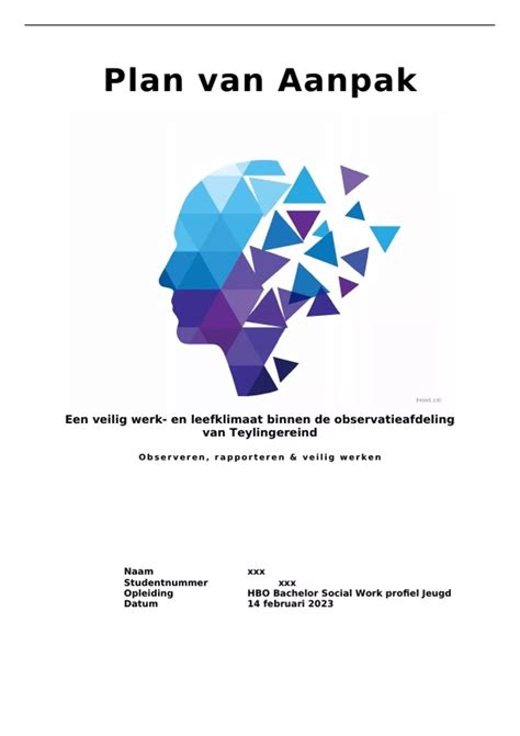 Plan van Aanpak BA Social Work (Jeugd) + Beoordeling. In 1 keer behaald ...