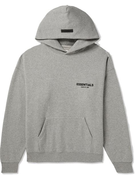 Fear Of God Logo-flocked Cotton-blend Jersey Hoodie in Gray for Men | Lyst