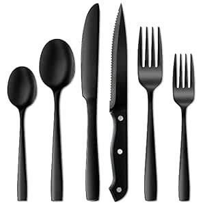 JGJGJG Silverware Set,24 Piece Stainless Steel Flatware Cutlery Set ...