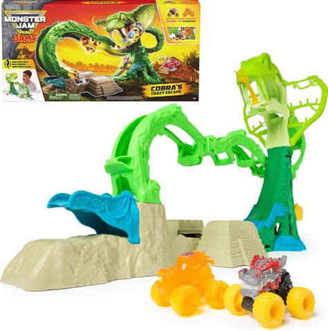 Amazon.com: Monster Jam Mini Jams, Cobra’s Crazy Escape 28” Motorized Playset, 2 Exclusive Die ...