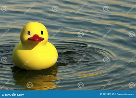 Yellow Rubber Duckie Floating On Water Stock Image | CartoonDealer.com ...