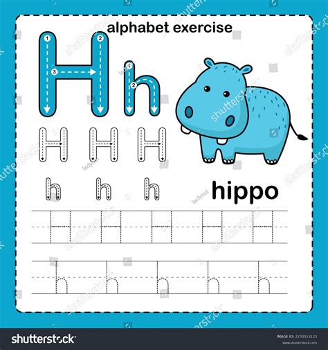 Alphabet Letter H Hippo Exercise Cartoon: เวกเตอร์สต็อก (ปลอดค่าลิขสิทธิ์) 2230513123 | Shutterstock