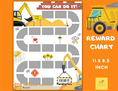 Construction Potty Chart, Printable Potty Training Prize Chart for Kids ...