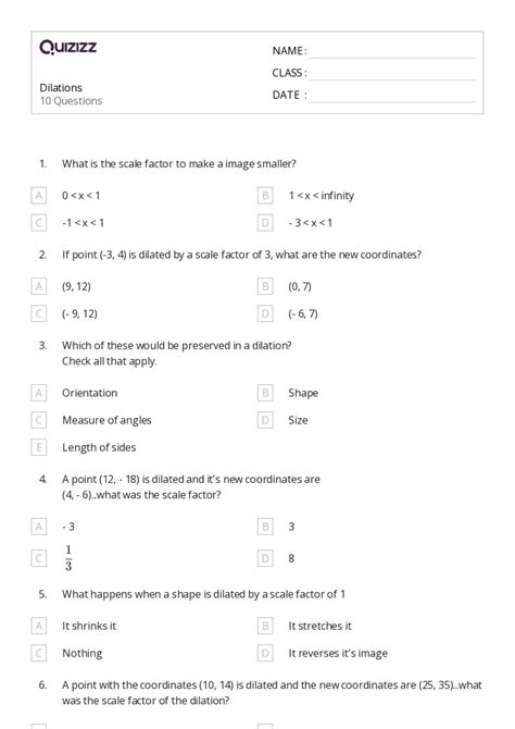 50+ Dilations worksheets for 7th Class on Quizizz | Free & Printable