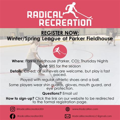Co-Ed Floor Hockey League Registration - Parker Fieldhouse : r/parkerco