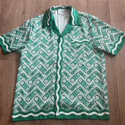 Casablanca Men's Green and White Shirt | Depop