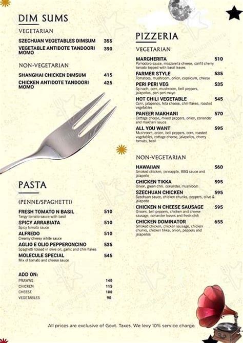 Menu at Molecule Varanasi, Varanasi