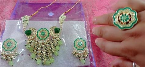 ZAVERI PEARLS Turquoise Blue & Green Meenakari Cascading Waterfall ...