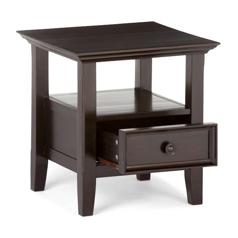Simpli Home Amherst 19-in W x 20-in H Hickory Brown Wood Modern End ...