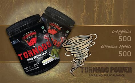 Red Horn Tornado Pre Workout Newly Launched supplement powder with Beta ...