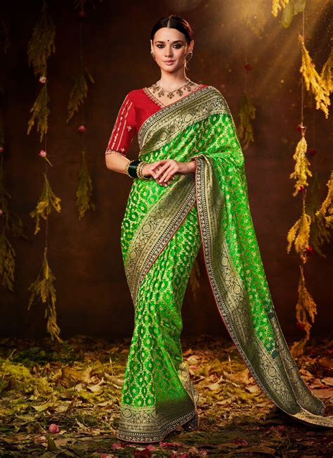 Mehendi Function Wear Silk Saree | Shaadi Sagaai Marriage Party Dress