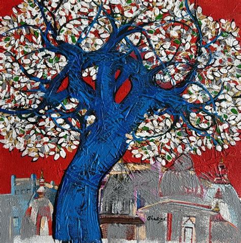 "Untitled 3": Red-Violet Nature painting by Bhaskar Rao – ArtZolo.com