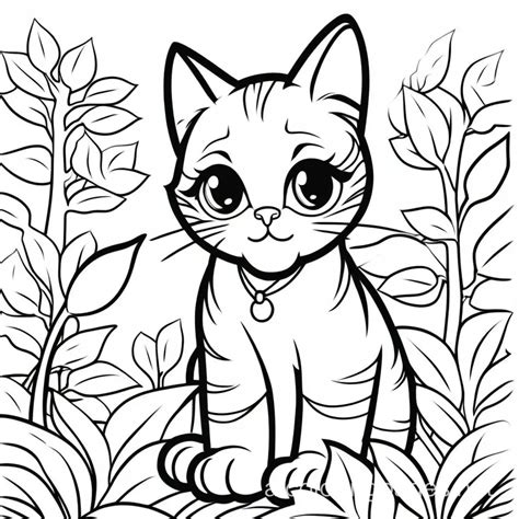 Cat Coloring Page Simple Line Art on White Background for Kids | AI Coloring Pages Generator