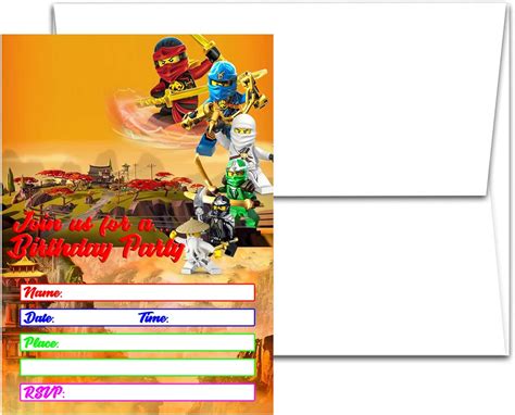 Crafting Mania LLC. Set of 12 Ninja Movie Birthday Invitation Cards ...