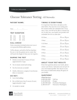Fillable Online Glucose Tolerance Testing - All Networks Fax Email ...
