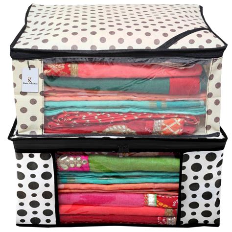 Kuber Industries Polka Dot Design 2 Piece Non Woven Fabric Saree Cover ...