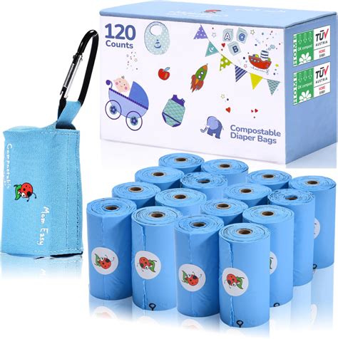 Amazon.com: MOM EASY Compostable Diaper Bags With Dispenser, 120 Counts ...
