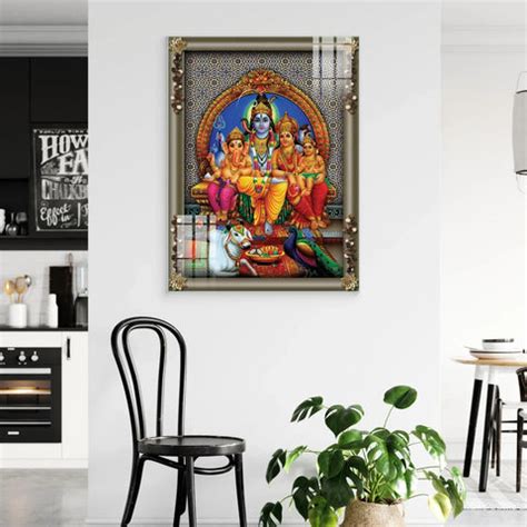 Lord Shiva and Ganesha Glass Wall Paintings – Flair Glass