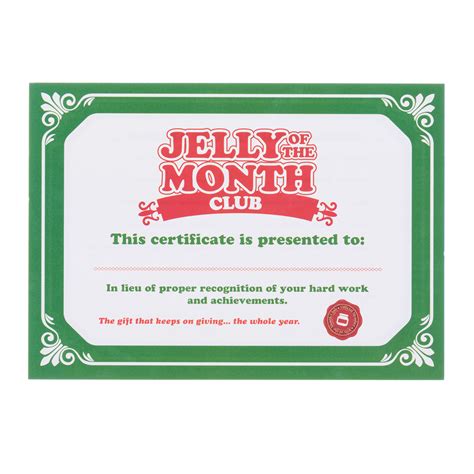 Printable Jelly Of The Month Club Certificate Template - Printable Word ...