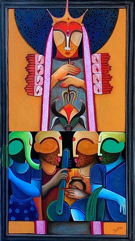 "The Invincible": Orange Acrylic Painting by Anupam Pal | ArtZolo.com