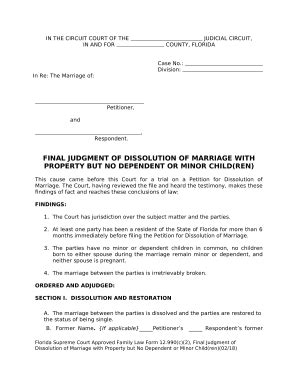 Final Judgment of Dissolution of Marriage with Property but No ...