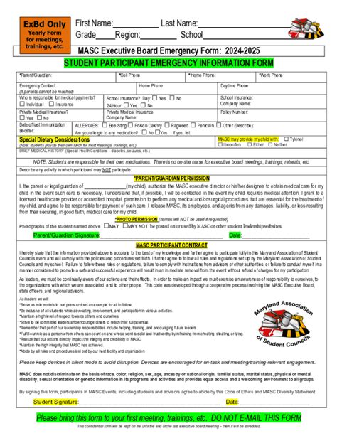 Fillable Online Emergency Student Data Form English Fax Email Print ...
