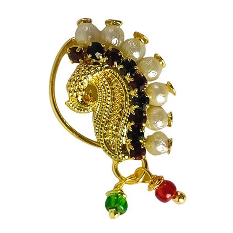 Buy Gargish Maharashtrian jewellery traditional nath nose ring Without ...