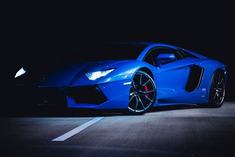 #939985 4K, blue cars, vehicle, sports car, dark, Lamborghini, car ...
