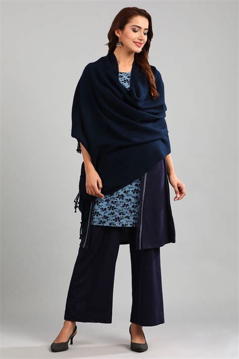 Buy Blue Yarn-dyed Winter Palazzos Online for Woman | Shop for Aurelia