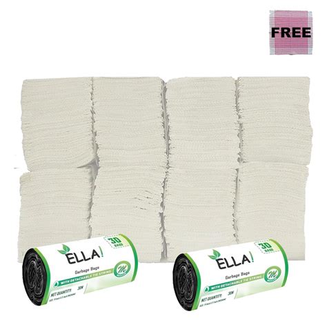 Ella M Fold Tissue Paper 8 Packets, 2 Garbage Bags Rolls (Black, Medium ...