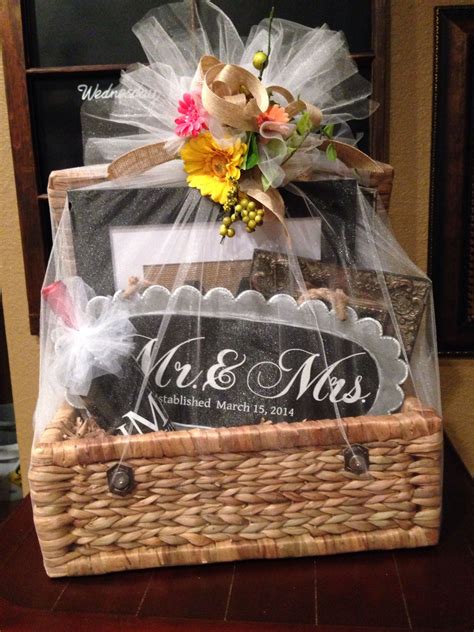 Wedding gift basket filed with personalized gifts made with my ...