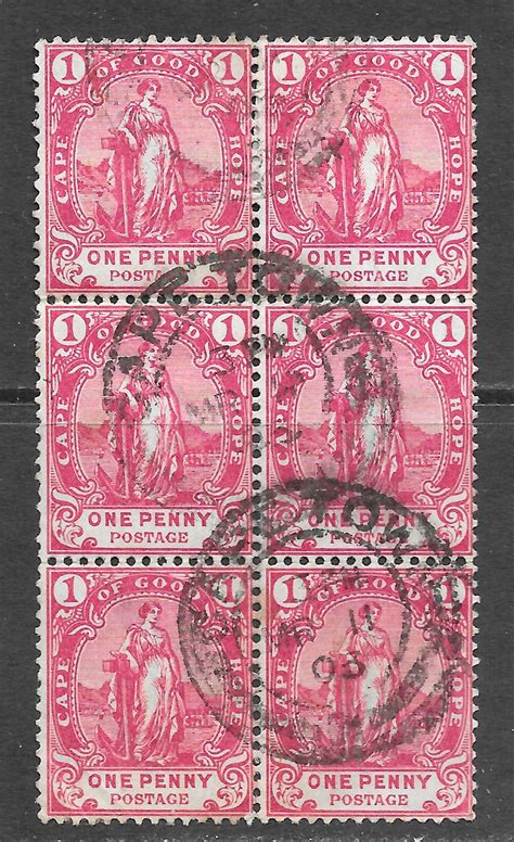 CAPE OF GOOD HOPE 1d BLOCK OF SIX STAMPS STANDING ANCHOR RED 1903 CANCEL on eBid United Kingdom ...