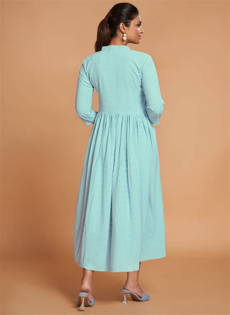 Sky Blue Fancy Georgette Flared Kurti | Buy now and get 60% off ...