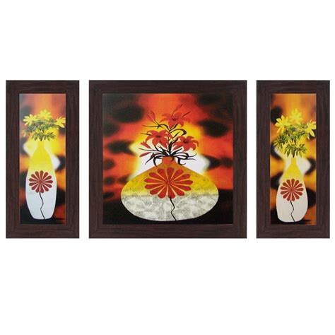 Wens Floral MDF Wall Art (30 cm x 34 cm x 1.5 cm, Set of 3, WSP-4137 ...