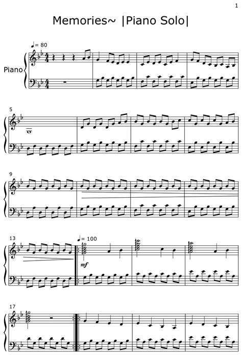 Image result for Memories Piano Tutorial Numbers